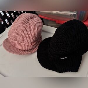 Hurley Rose and Black Knit Beanies